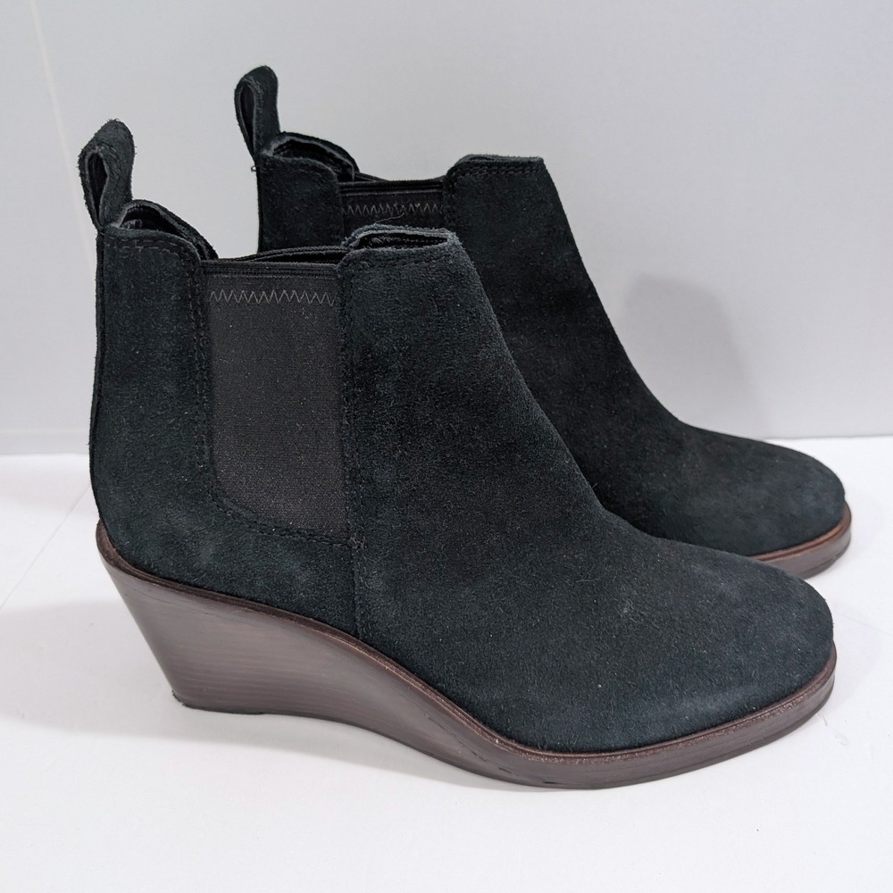 Clarks Black Suede Wedge Ankle Boots Chelsea Booties 261520624060 Womens 8.5 M